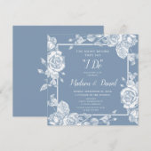 ダスティーブルーの花の彩るリハーサルディナー 招待状 (正面/裏面)