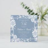 ダスティーブルーの花の彩るリハーサルディナー 招待状 (スタンド正面)