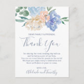 ダスティーブルーの花の感謝カード ポストカード (正面)