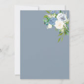 ダスティーブルーの花の水彩画 ブライダルシャワー 招待状 (裏面)