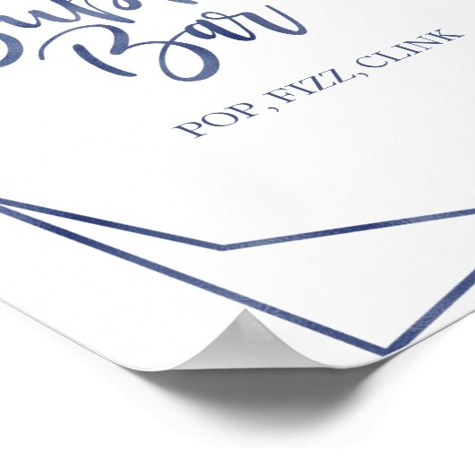 ダスティーブルーの花の水彩 バブルバーのサイン ポスター (角)