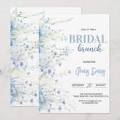 ダスティーブルーの花の結婚前お披露目 招待状 (正面/裏面)