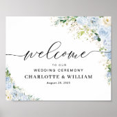 ダスティーブルーの花の結婚式の式典 フォームボード ポスター (正面)