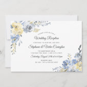 ダスティーブルーの花の結婚式の披露宴のみ 招待状 (正面)