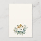 ダスティーブルーの花の結婚式の詳細 エンクロージャーカード (裏面)