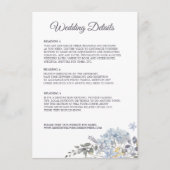 ダスティーブルーの花の結婚式の詳細 エンクロージャーカード (正面)