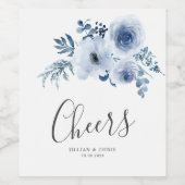 ダスティーブルーの花の結婚式ワインラベル ワインラベル (シングルラベル)