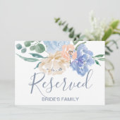 ダスティーブルーの花の結婚式予約サイン 招待状 (スタンド正面)