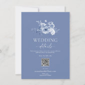 ダスティーブルーの花の結婚式詳細カード 招待状 (正面)