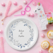 ダスティーブルーの花の結婚式 ペーパープレート (パーティー)