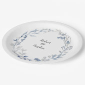 ダスティーブルーの花の結婚式 ペーパープレート (アングル)