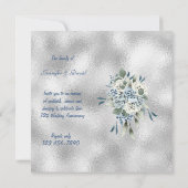 ダスティーブルーの花の結婚記念日招待状 招待状 (裏面)
