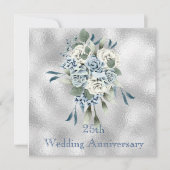 ダスティーブルーの花の結婚記念日招待状 招待状 (正面)