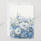 ダスティーブルーの花をあしらったエレガントなウェディング セーブザデート (裏面)