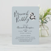 ダスティーブルーの花をあしらったエレガントな結婚前お披露目パーティー招待状 招待状 (スタンド正面)