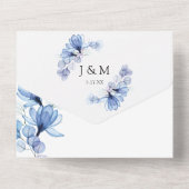 ダスティーブルーの花モノグラムQRコード結婚式 オールインワン招待状 (裏面)