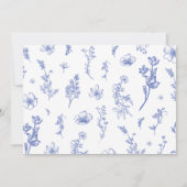 ダスティーブルーの花柄のウェディングシャワーの感謝カード 招待状 (裏面)