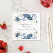 ダスティーブルーの花柄のウェディングシャワーペーパー スタンダードカクテルナプキン (インサイチュ)