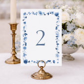 ダスティーブルーの花柄のウェディングテーブルナンバー 1～29 招待状