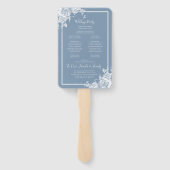 ダスティーブルーの花柄のウェディングプログラム ハンドファン (裏面)