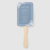 ダスティーブルーの花柄のウェディングプログラム ハンドファン (正面)