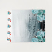 ダスティーブルーの花柄のブライズシャワーの写真 タペストリー (正面(横))