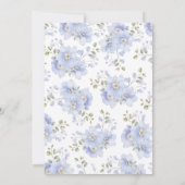 ダスティーブルーの花柄のブライズシャワー サンキューカード (裏面)