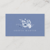 ダスティーブルーの花柄ウェディングプレイスカード エンクロージャーカード (正面)
