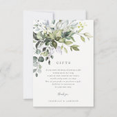 ダスティーブルーの花柄ギフトカード 招待状 (正面)