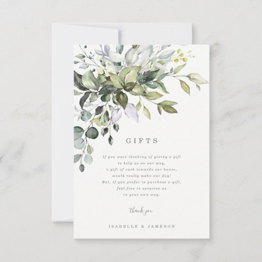 ダスティーブルーの花柄ギフトカード 招待状 (正面)