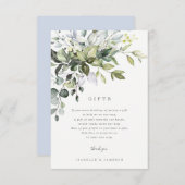 ダスティーブルーの花柄ギフトカード 招待状 (正面/裏面)