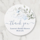 ダスティーブルーの花柄ギフトタグ フェイバータグ (正面)