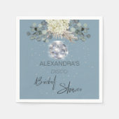 ダスティーブルーの花柄ディスコボール ブライダルシャワー スタンダードカクテルナプキン (正面)