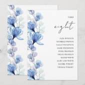 ダスティーブルーの花柄フォトテーブルナンバー席次表 招待状 (正面/裏面)