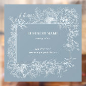 ダスティーブルーの花柄フレーム バザール サロン フラワーデザイナー ウィンドウサイン (シート2)