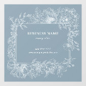 ダスティーブルーの花柄フレーム バザール サロン フラワーデザイナー ウィンドウサイン (シート)