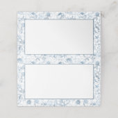 ダスティーブルーの花柄ブランクプレースカード エレガント プレイスカード (外部開封)