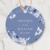 ダスティーブルーの花柄「ありがとう」 フェイバータグ (正面)