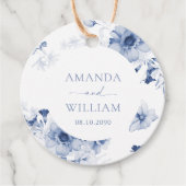 ダスティーブルーの花柄「ありがとう」 フェイバータグ (正面)