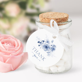 ダスティーブルーの花柄「ありがとう」 フェイバータグ