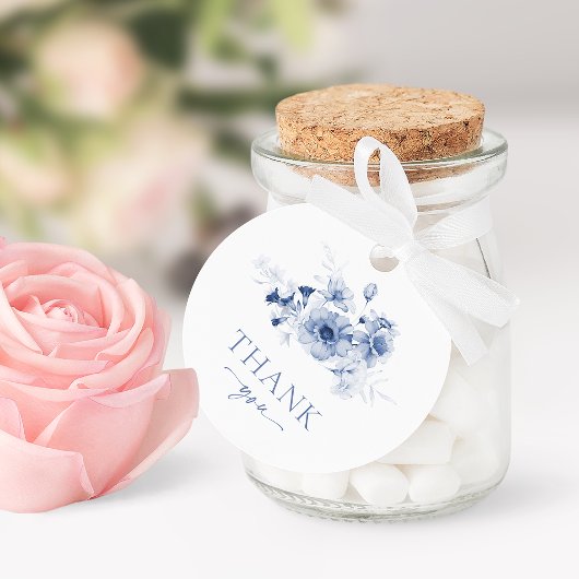 ダスティーブルーの花柄「ありがとう」 フェイバータグ