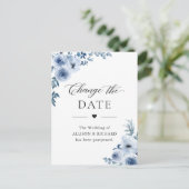 ダスティーブルーの花柄 イベント延期のお知らせ ポストカード (スタンド正面)