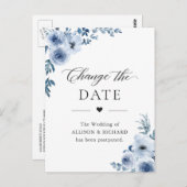 ダスティーブルーの花柄 イベント延期のお知らせ ポストカード (正面/裏面)