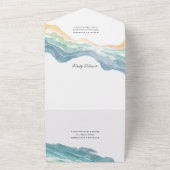 ダスティーブルーの花柄 ウェディングオールインワン招待状 全て オールインワン招待状 (外側)