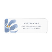 ダスティーブルーの花柄 ウェディング 返信住所 ラベル (正面)