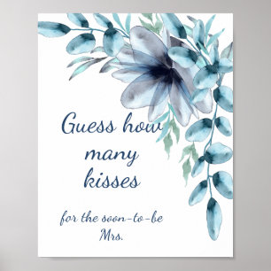 ダスティーブルーの花柄 キスの数だけ ブライズシャワー ポスター