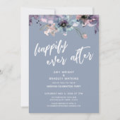 ダスティーブルーの花柄 ハッピーエバーアフター 招待状 (正面)
