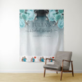 ダスティーブルーの花柄 ブライダルシャワーの写真 タペストリー (インサイチュ)