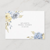 ダスティーブルーの花柄 ブライダルシャワーレシピのリクエスト エンクロージャーカード (裏面)