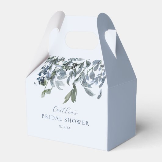 ダスティーブルーの花柄 ブライダルシャワー フェイバーボックス (裏面サイド)